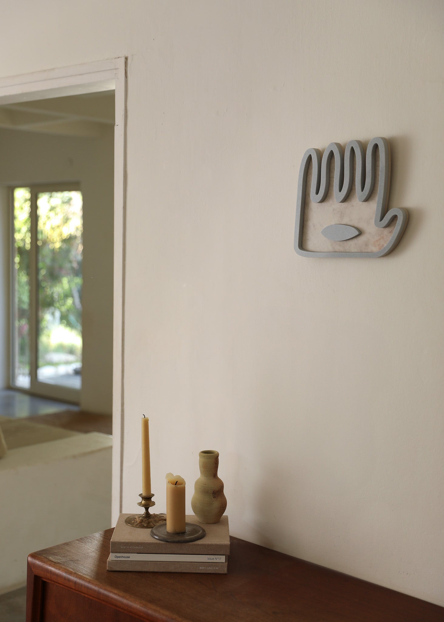 Hamsa ׳Hey · ׳הֵ - Light Blue Granite Stone collection