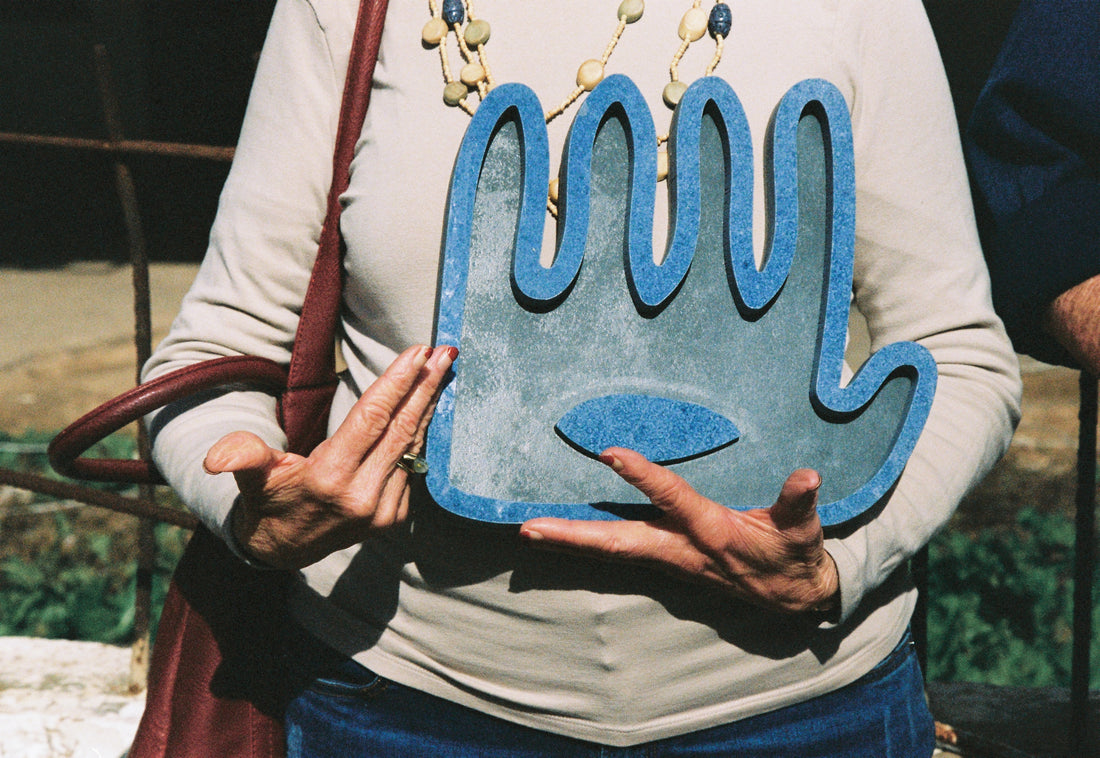 Hamsa ׳Hey · ׳הֵ -  Blue Granite Stone Collection